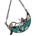 thumbnail image 1 of HUASHENG Cat Memery With Rainbow Layed Film For Hanging Pet Loss Sympathy Moon Sun Catchers Pass Keepsake For Pet Lovers, 1 of 6