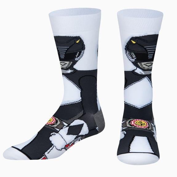 ODD SOX Mighty Morphin Power Rangers Black Ranger Crew Socks Large Sizes for Men, Women & Kids –