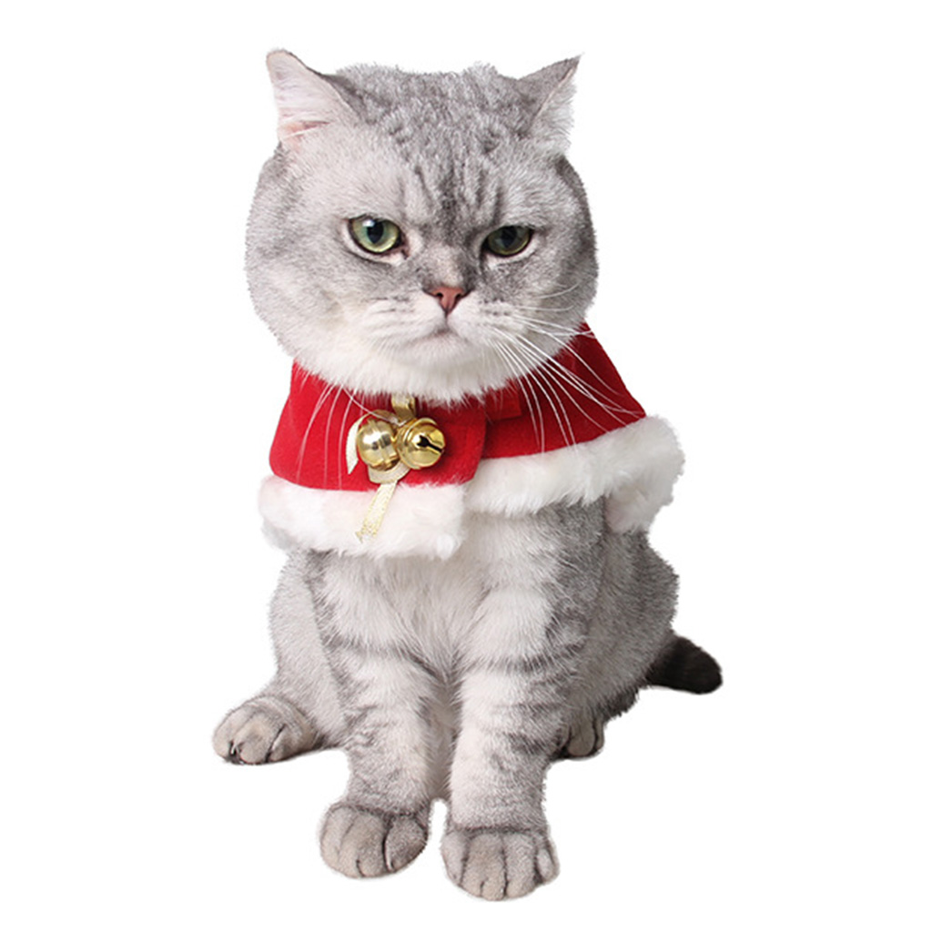 Winter Warm Pet Cat Cape Christmas Costume Santa Claus Cloak With Bells Cosplay Walmart Com