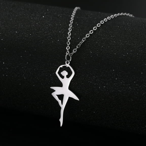 EUEAVAN Silver Ballet Dancer Pendant Necklace Stainless Steel Jewelry