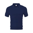 thumbnail image 2 of Polo Shirt for Men Short Sleeve V Neck Polo Tees Loose Fit Navy Shirt Men, 2 of 5