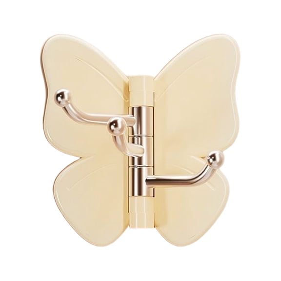 1Pc Butterfly-Shaped Swivel Adhesive Hooks, 360° Rotating Towel Hooks, Decorative Wall Mount Hangers, Waterproof Self-Adhesive Hooks for Bathroom and Kitchen, Multi-Hook Organizer for Towels, Hats
