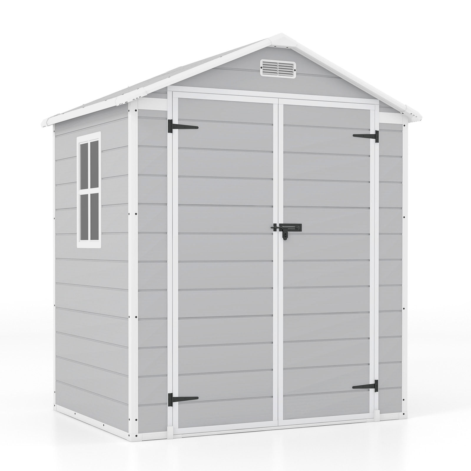 Patiowell 6x4 Resin Outdoor Storage Shed-Perfect to Store Patio Furniture, Garden Tools Bike Accessories, Beach Chairs and Lawn Mower, Grey & White