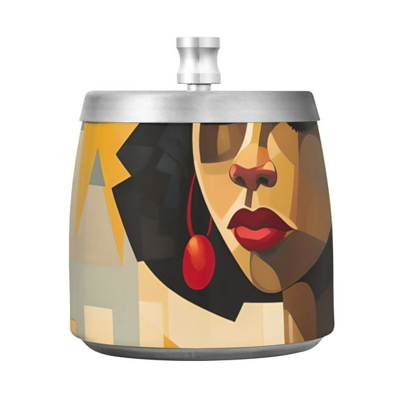 Woman in Red Ashtray with Lid Smell Proof Cigarette Ashtray Stainless Steel Smokeless Ash Holder for Indoor Outdoor