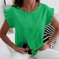 thumbnail image 2 of Jxximdong Tshirts for Women Women Sleeveless Summer Tops Folds O Neck Slim Fit Work Athletic Shirts Casual Blouse Green Summer Tops M, 2 of 9