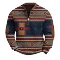 thumbnail image 2 of Men's Retro Casual Ethnic Print Zipper Sweatshirt, Gradient Long Sleeve Pullover for Street Style,Navy,4XL, 2 of 5