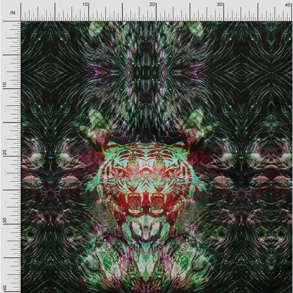 Soimoi Georgette Viscose Fabric Tiger Panel Fabric Prints by Yard 42 Inch Wide