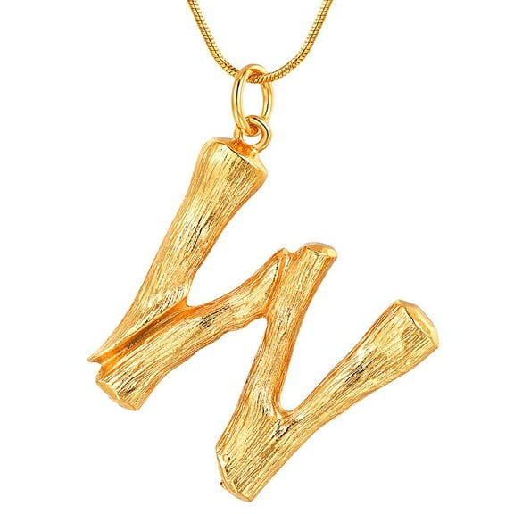 Letter Necklace, W Initial Pendant Necklace, Jewelry Gift for Women Gold Plated W Letter Chain, 18K Gold Plated Initial Name Pendant Necklace for Women, Gold