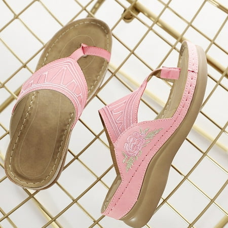 

Women s New Embroidered Sandals With Flat Bottom And Thick Toe