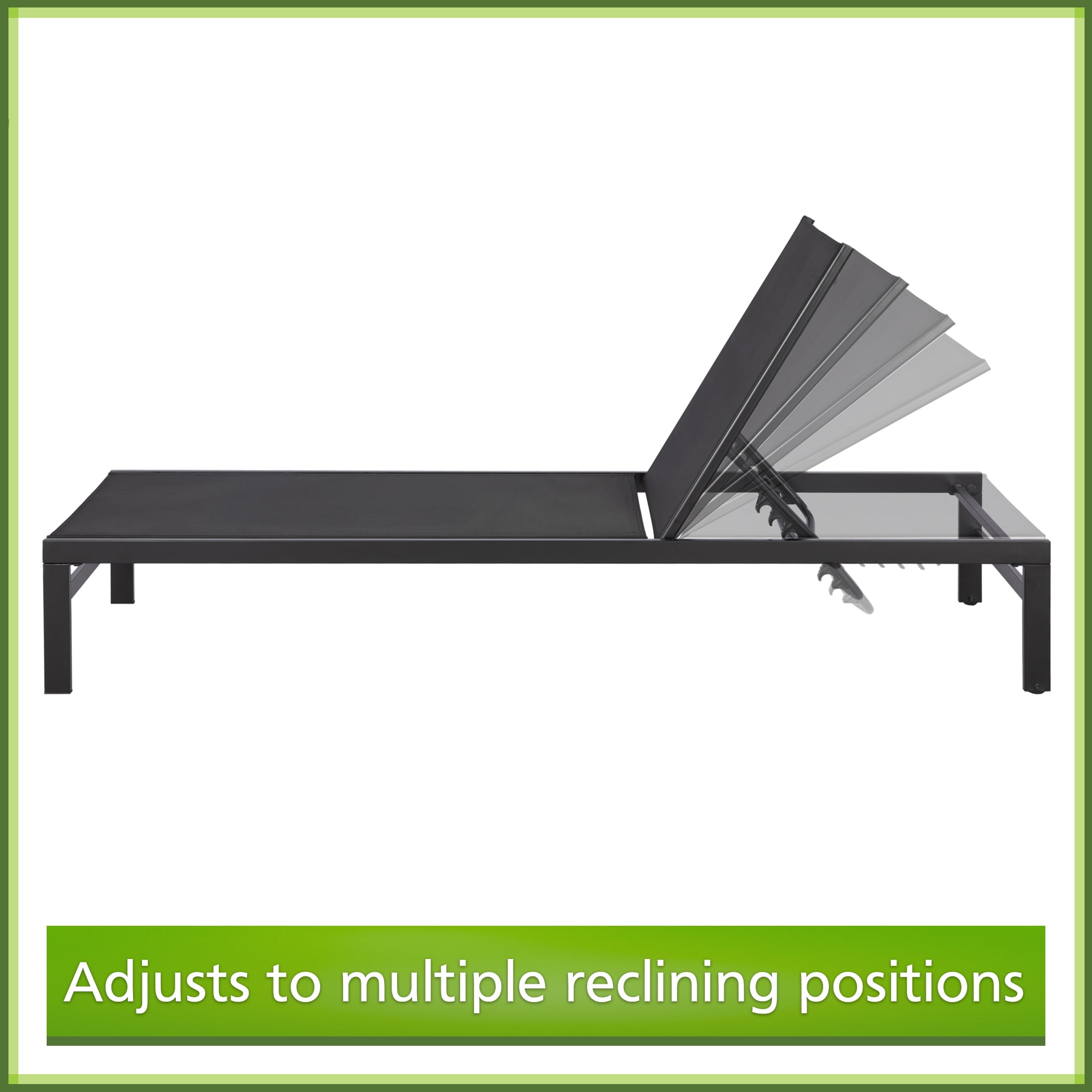 Mainstays Dashwood Sling Chaise Lounger 2pk, Black
