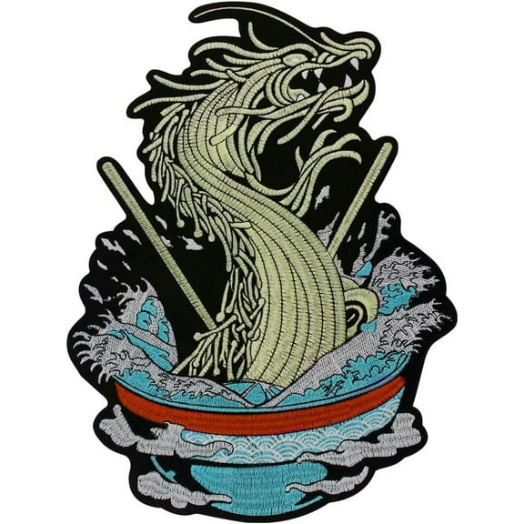 Noodles and Dragons Chinese Loong Embroidered Patches, Iron on Patches,Sew on Patches for Jackets Costume Jean Bags, Repair Patches 1 Piece