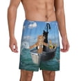 thumbnail image 2 of Naloa Two Brave Cats Are Floating On The Sea Iceberg Men's Short Pajama Pants, Lounge Comfort Shorts with Elasticized Waistband and Side Pockets - X-Large, 2 of 9