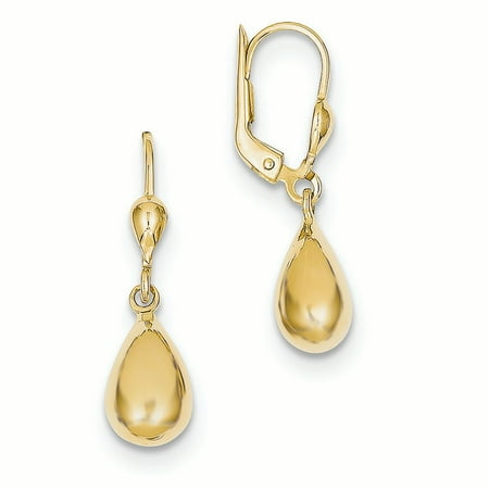 10K Yellow Gold 7 MM Tear Drop Fancy Dangle Lever back Earrings