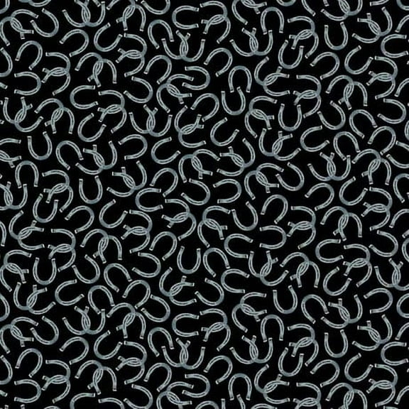 Horse Country-1/2 Yard Increments, Cut Continuously (30197-J Horseshoes Black)