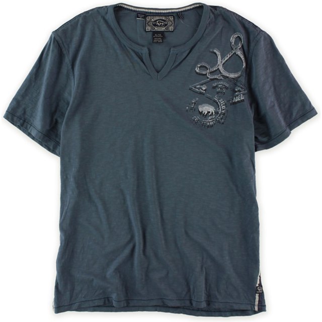 Camiseta gráfica para hombre Buffalo David Bitton con cuello en V desgastado azul XXL