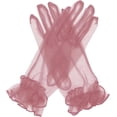 thumbnail image 2 of Dalrosia Women's Ruffled Tulle Mesh Gloves Wedding Party Gloves Short Prom Evening Gloves, 2 of 2