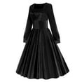 thumbnail image 4 of Lindreshi Fall Dresses for Women 2025 Homecoming Dresses Women's Neck Long Sleeve Retro High Waist Makings Dress, 4 of 6