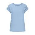 thumbnail image 5 of Raeneomay Oversized T Shirts for Womens Women's Summer Solid Lace V-Neck Bubble Short Sleeve Solid T-Shirt Top, 5 of 6