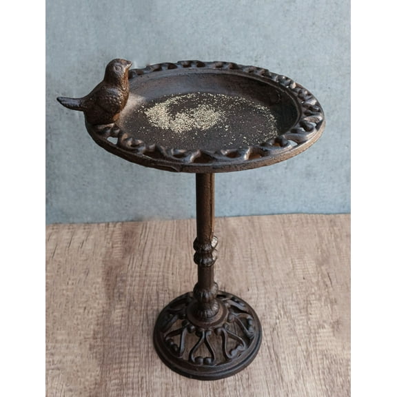 Rustic Cast Iron Bluebird Victorian Floral Bird Feeder Bath Garden Statue 14"H