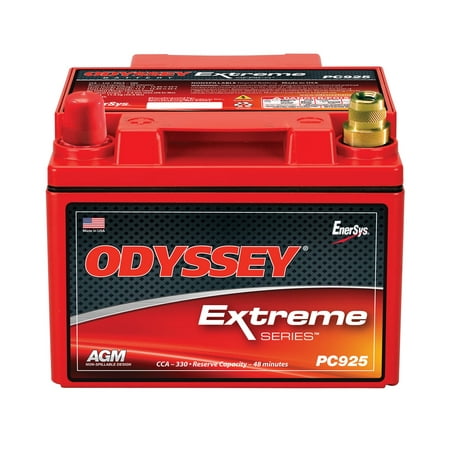 Odyssey Battery PC925LMJT Automotive Battery; 925 PHCA; 380 CCA; 500 MCA; RC Min. 52; L-6.64 in.; W-7.05 in.; H-5.04 in.; Left Positive SAE Brass Posts w/3/8 in. Threaded Receptacle ; w/Metal Jacket;
