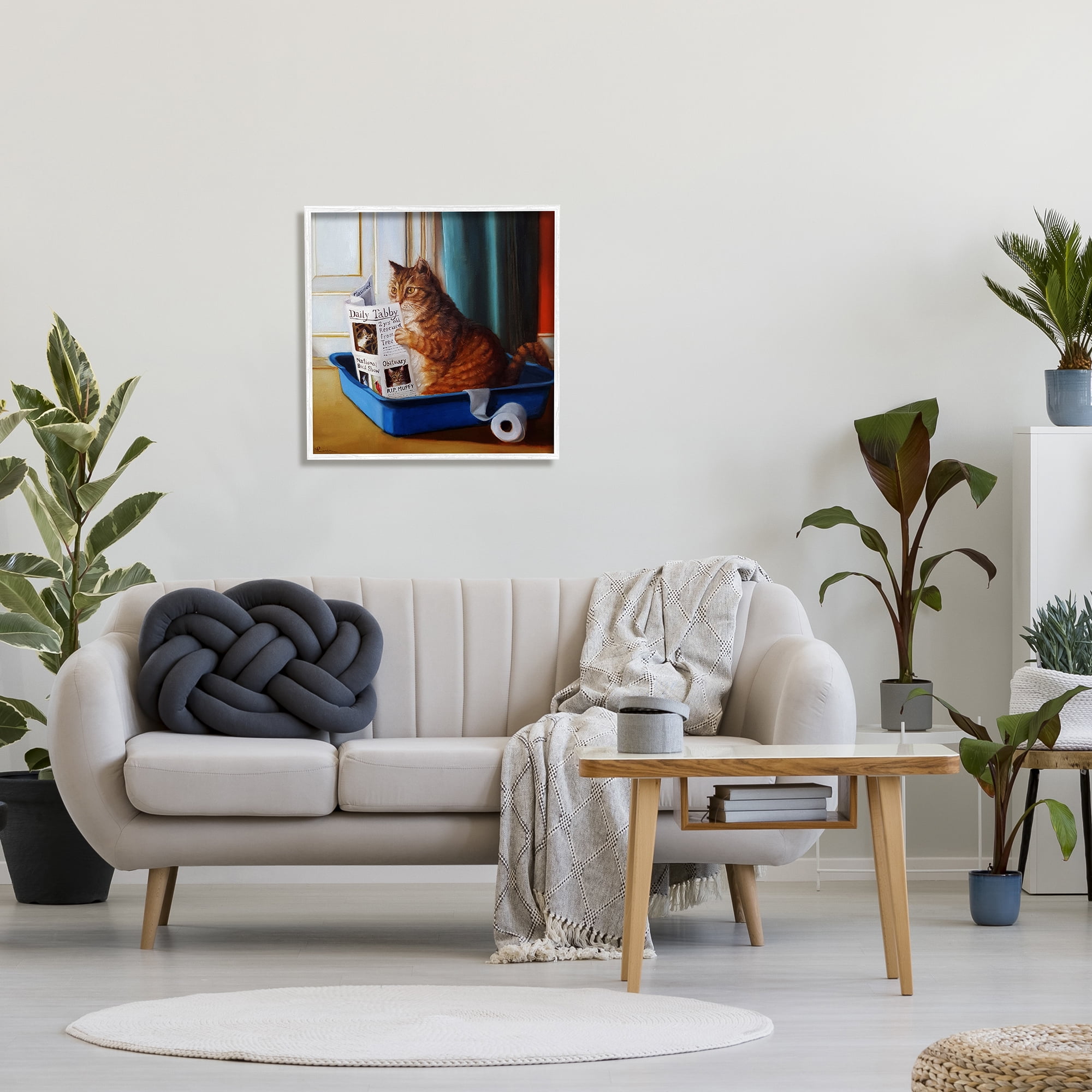 Stupell Industries Litter Box Reading Funny Cat Pet Painting, 24 x 24,Design by Lucia Heffernan