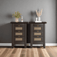 thumbnail image 7 of Wooden Nightstands Set of 2 with Rattan-Woven Surfaces and Three Drawers, Exquisite Elegance with Natural Storage Solutions for Bedroom, 7 of 7