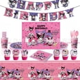 thumbnail image 4 of Decoraciones para fiestas de cumpleaños infantiles Kuromi Globos Platos de papel Adornos para tartas Pancartas Telones de fondo Vasos Servilletas Vajilla Suministros, 4 of 5