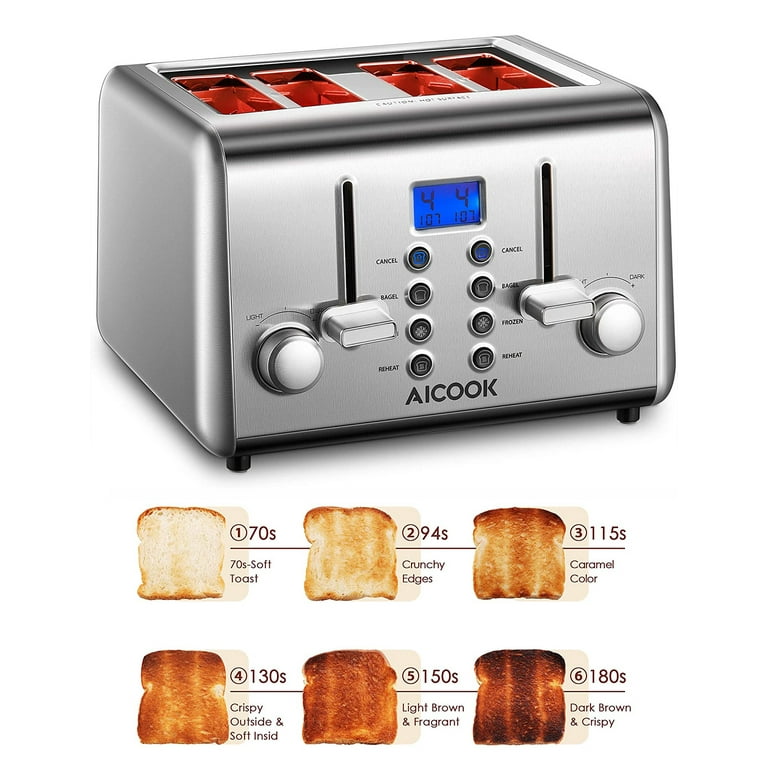 iFedio Toaster 4 Slice Extra Wide Slots Stainless Steel Toasters the Best 4  Slic
