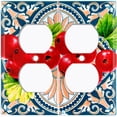 thumbnail image 3 of Metal Light Switch Plate Cover Cranberry Fruit Leaf Mosaic Tile Pattern FUT004, 3 of 13