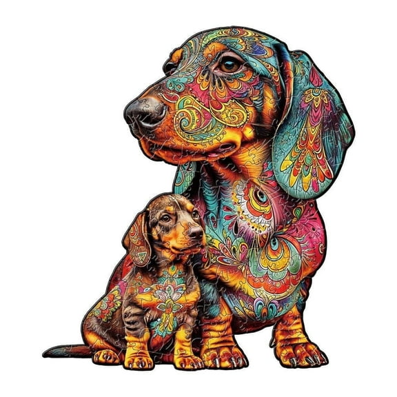 Nestologi Dachshund Weiner Dog Premium Wooden Jigsaw Puzzle - Large - 5 Hours to Complete