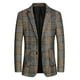 thumbnail image 1 of Vestido de hombre Chaqueta a cuadros Blazer de un solo pecho Slim Fit Dos botones Chaqueta deportiva a cuadros Traje Medio Amarillo Blanco Unique Bargains Chaqueta, 1 of 6