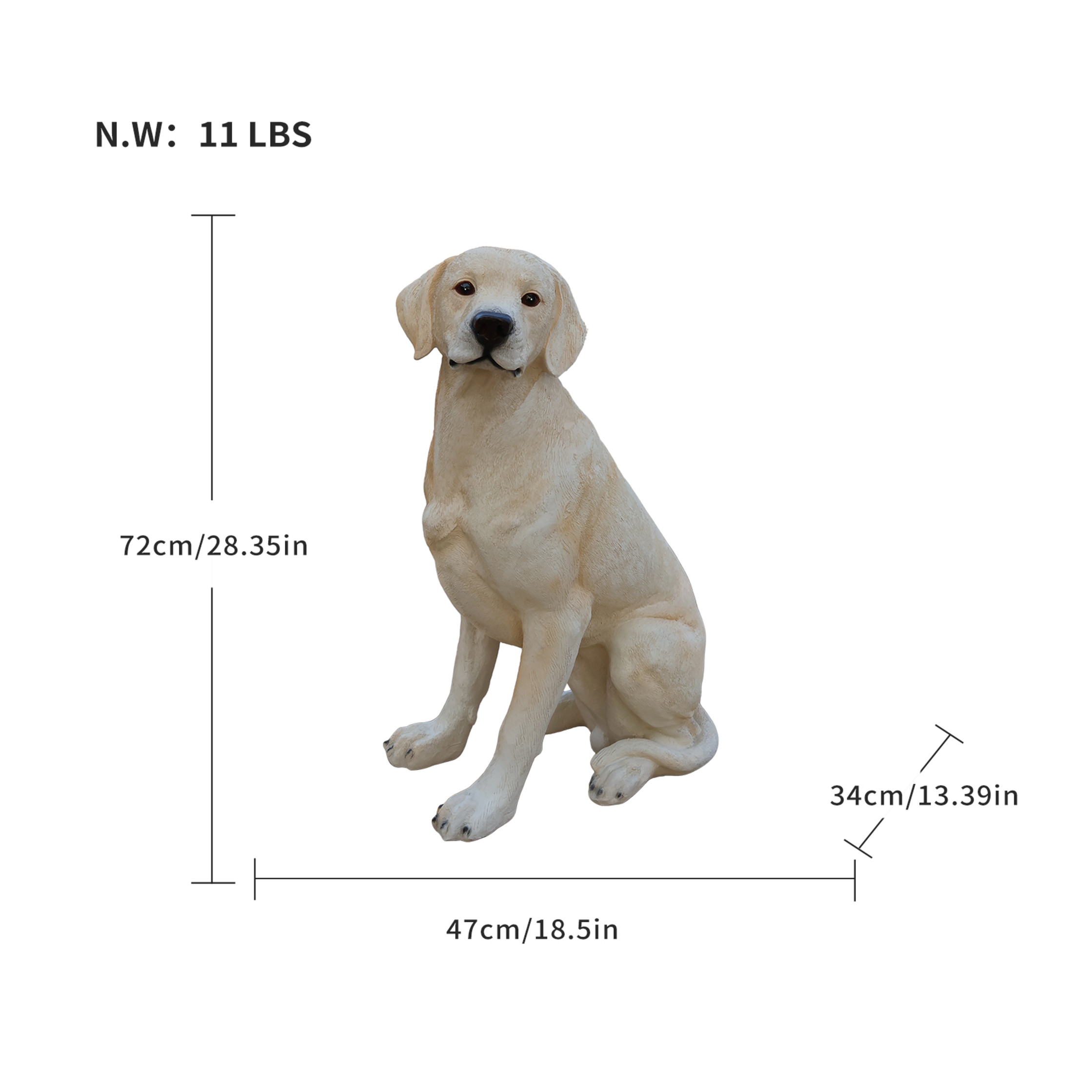Noble House Lifelike Sitting Labrador Statue, Realistic Resin Animal Figurine for Outdoor Garden Decor, Yellow White