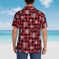 thumbnail image 4 of Yiaed Buffalo Plaid Snowflakes Print Hawaiian Shirt for Men Short Sleeve Button Down Shirts Beach Shirts for Men,3X-Large, 4 of 7