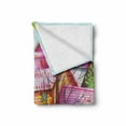 thumbnail image 2 of Fine Art Soft Flannel Fleece Blanket, Unusual Rural Village with Wooden Houses Bushes Impressionism Modern Art Landscape, Cozy Plush for Indoor and Outdoor Use, 60" x 80", Multicolor, by Ambesonne, 2 of 6