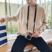 Fashion Men Sweater Personality Ripped-hole Loose Pullover Knitted Sweater khaki M