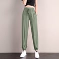 thumbnail image 3 of Women's Ice Silk Sweatpants Women's Loose Bunched Feet Summer Thin Casual Sanitary Pants Drape Thin Oversized Wide Leg, 3 of 4