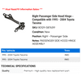 thumbnail image 2 of Right Passenger Side Hood Hinge - Compatible with 1995 - 2004 Toyota Tacoma 1996 1997 1998 1999 2000 2001 2002 2003, 2 of 2