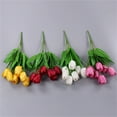 thumbnail image 5 of Artificial Flower 7 Small Tulips, Ongmies 7 Head Artificial Silk Fowers Bunch Wedding Home Outdoor Size 37Cm Avilable in 9 Colours, 1*Carnation, 5 of 7