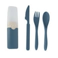 thumbnail image 2 of Vxdvou Eco-Friendly Straw Plastic Cutlery Set, Knife, Fork & Spoon Tableware for Outdoor & School, Lightweight Portable Kitchen Gadgets in Blue, Orange, Green & Yellow, Sustainable Dining, 2 of 6