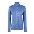 thumbnail image 5 of WTOBBY Women's Fashionable Solid Color High Neck Long Sleeved Sweater Pullover, Knitted Top for Elegant and Casual Outfits, Versatile and Warm,Royal Blue L, 5 of 6