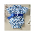 thumbnail image 4 of Franhais Summer Baby Girl Jumpsuit Set Floral/ Water Drop/ Houndstooth Print Casual Fly-sleeve Rompers with Belt and Headband, 4 of 8