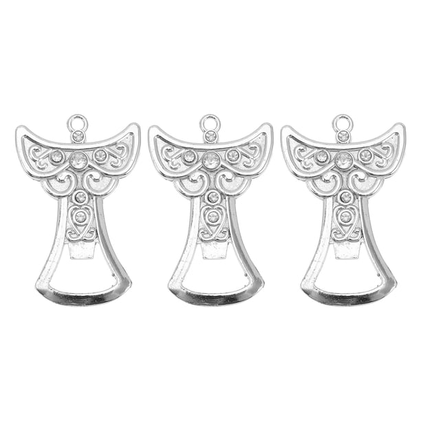 KAKOWELY 3 abridores de botellas de metal con forma de ángel (plata)