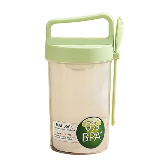 Drinking Glasses Overnight Oatmeal Breakfast Cup Cold Sealed Cup Portable Salad Cup with Spoon Yogurt Cup Cereal Cup Travel Cup