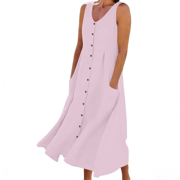 Vestido Corto de Manga Larga para las Mujeres Color Sólido Cuello Tripulación Vestido de Manga Corta, Bolsillo Rodilla Longitud Vestido de Verano para las Mujeres