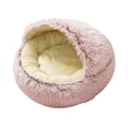 thumbnail image 1 of Cama para perros y gatos, de piel sintética, redonda y relajante, ideal para pequeños y medianos. 60cm rosa, 1 of 9