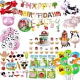 thumbnail image 2 of Globo de decoraciones de fiesta temáticas de animales de granja, juego de vajilla desechable de vaca de dibujos animados, suministros de fiesta para Baby Shower, 2 of 4