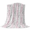 thumbnail image 6 of Pink Grey Botanical Blanket Soft Cozy Warm Twin Blanket for Bed, Plush Fuzzy Flannel Fleece Blankets for Sofa, Spring Floral Summer Farmhouse Throw Blankets for Couch, Gifts for Men, 60"x80", 6 of 9