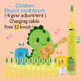 thumbnail image 3 of Cepillo de dientes eléctrico sónico para niños, dibujos animados, colorido, IPX7, resistente al agua, con cabezales de repuesto, cepillo de limpieza automático, recargable, 3 of 5