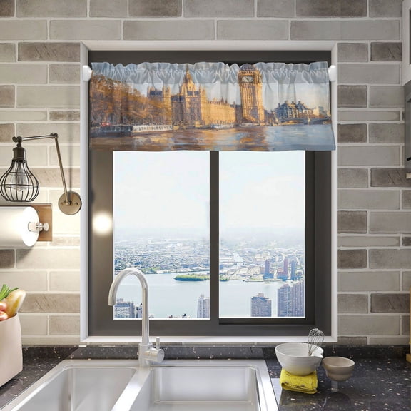 BZSMCE Alance Curtains Autumn View Of Big Ben Pattern Design Modern Style Pattern Window Curtain Valance 52W" x 18L" for Kitchen Living Room Bedroom