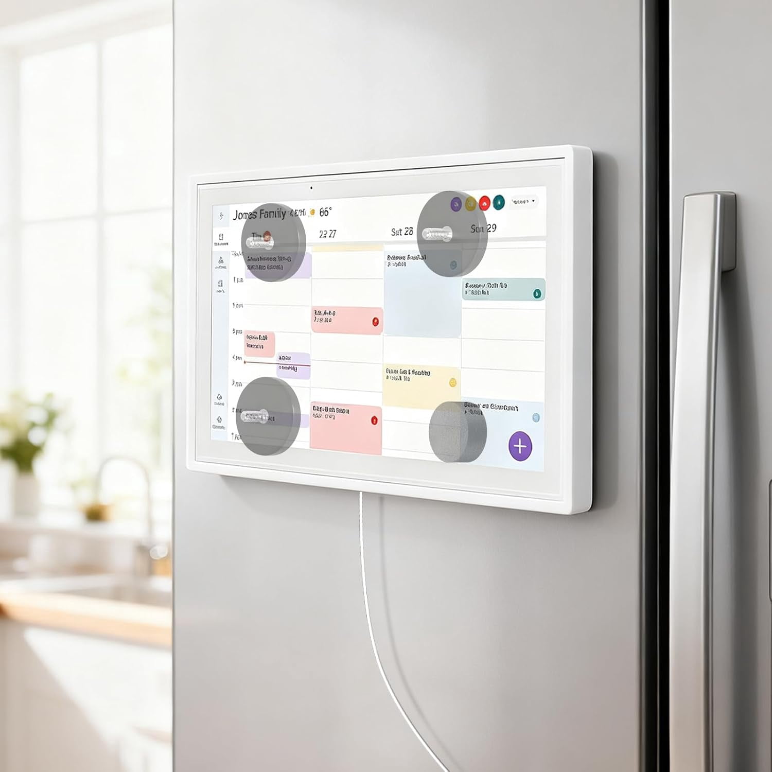 Magnetic Fridge Mount for Skylight Calendar 15 inch, Refrigerator Calendar Magnet,Rubber Surface Coating to Prevent Scratches, with 3 Neodymium Magnets and 1 Foam Pad